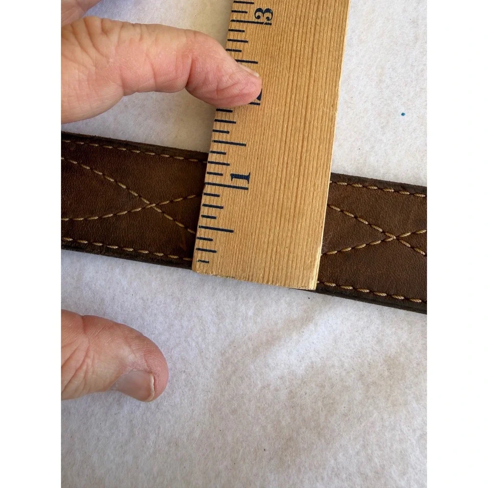 Mens Brown Genuine Leather Western Stitched‎ Belt Size 42 105 Mexico Cowboy